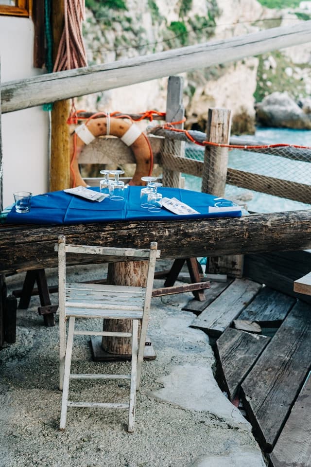 A dinner table on the beach