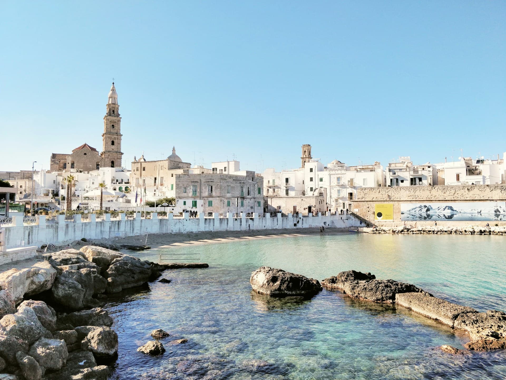 Little harbour in monopoli with a view of the city