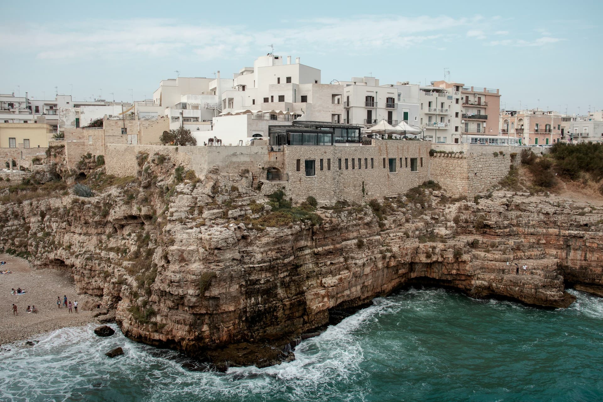 Left hand side of the Lama Monachile Beach in Polignano