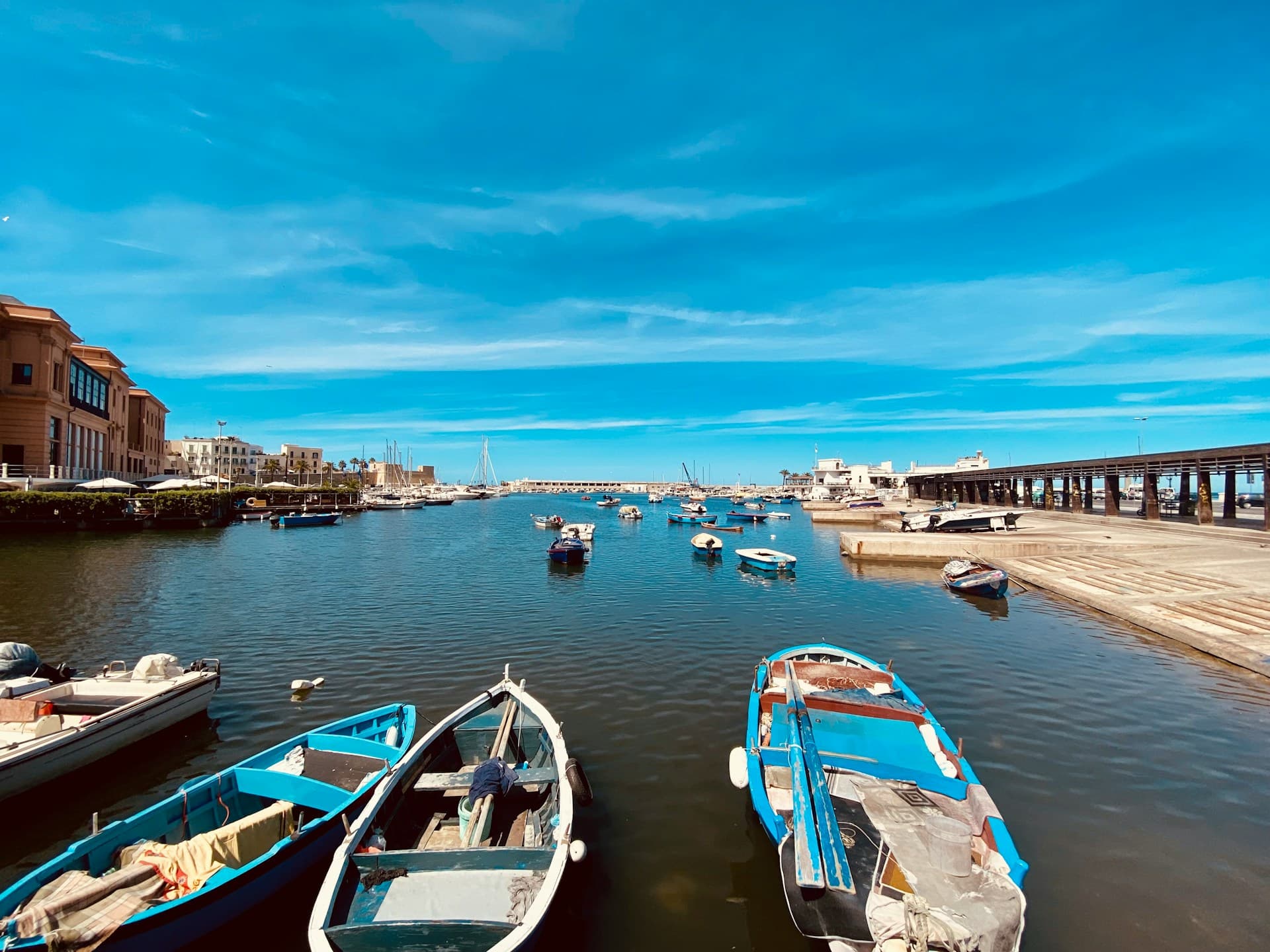 small boats in the Bari's small harbour