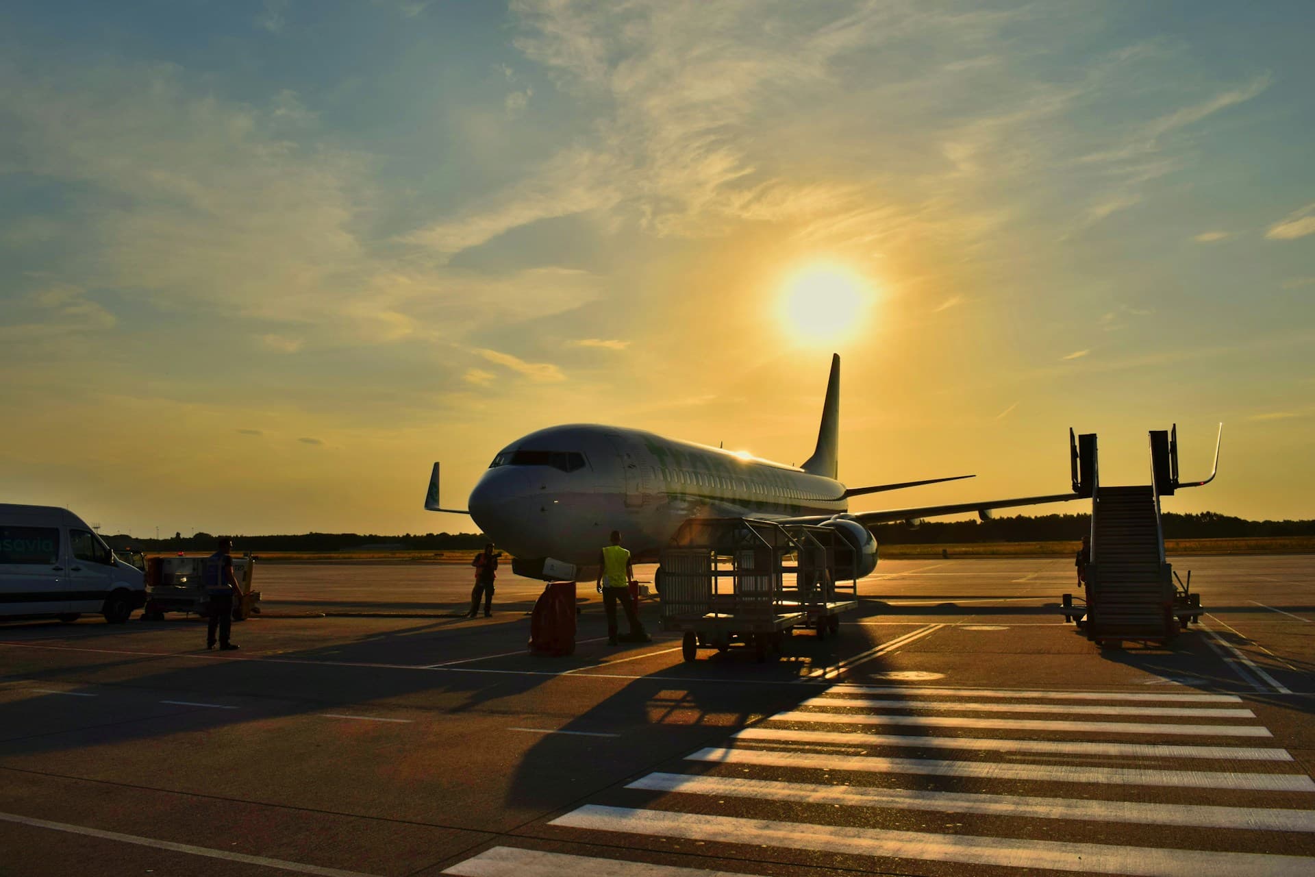 Aircraft at sunset in Bari