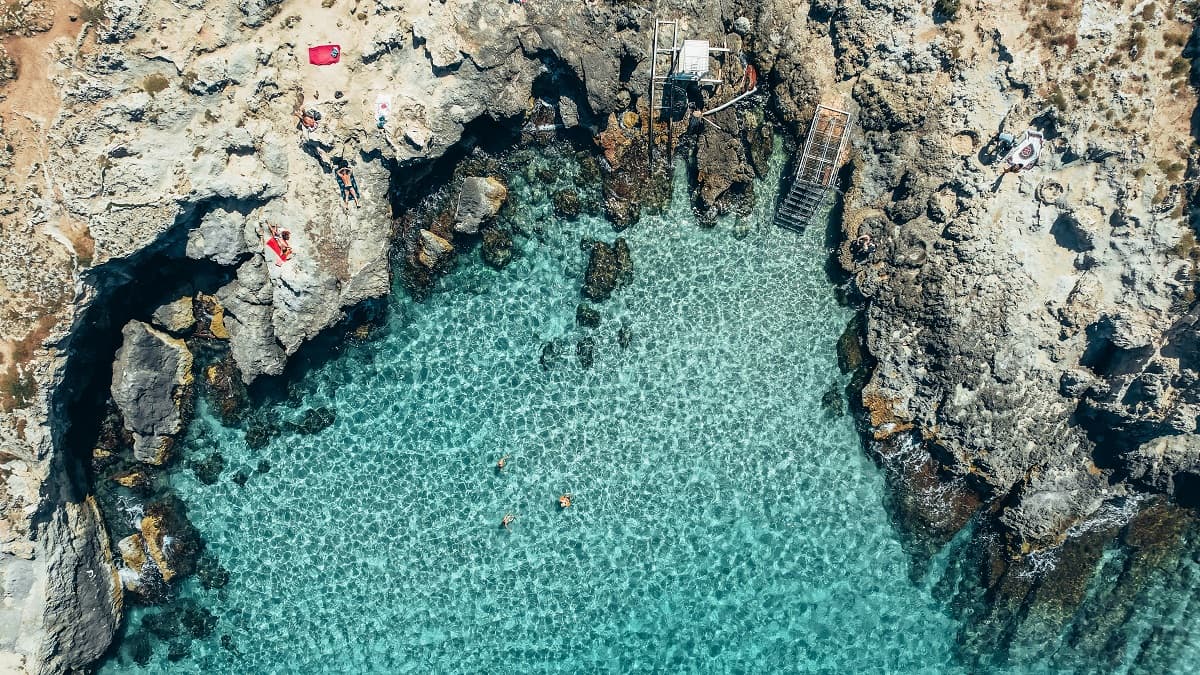 Drone picture of la perla nera lido in Monopoli